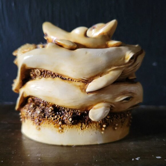 Vintage Whale, Shark, Dolphin Figurine Box, Nautical Decor, Beach House Decor - Picture 3 of 7